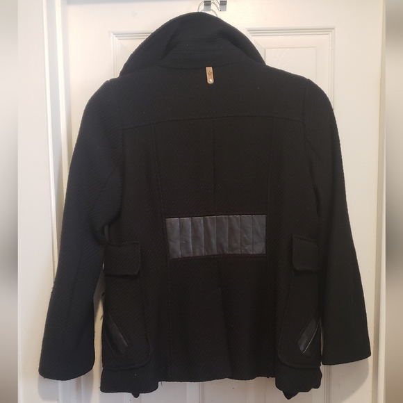Mackage wool leather peacoat large tweed black - Picture 3 of 11